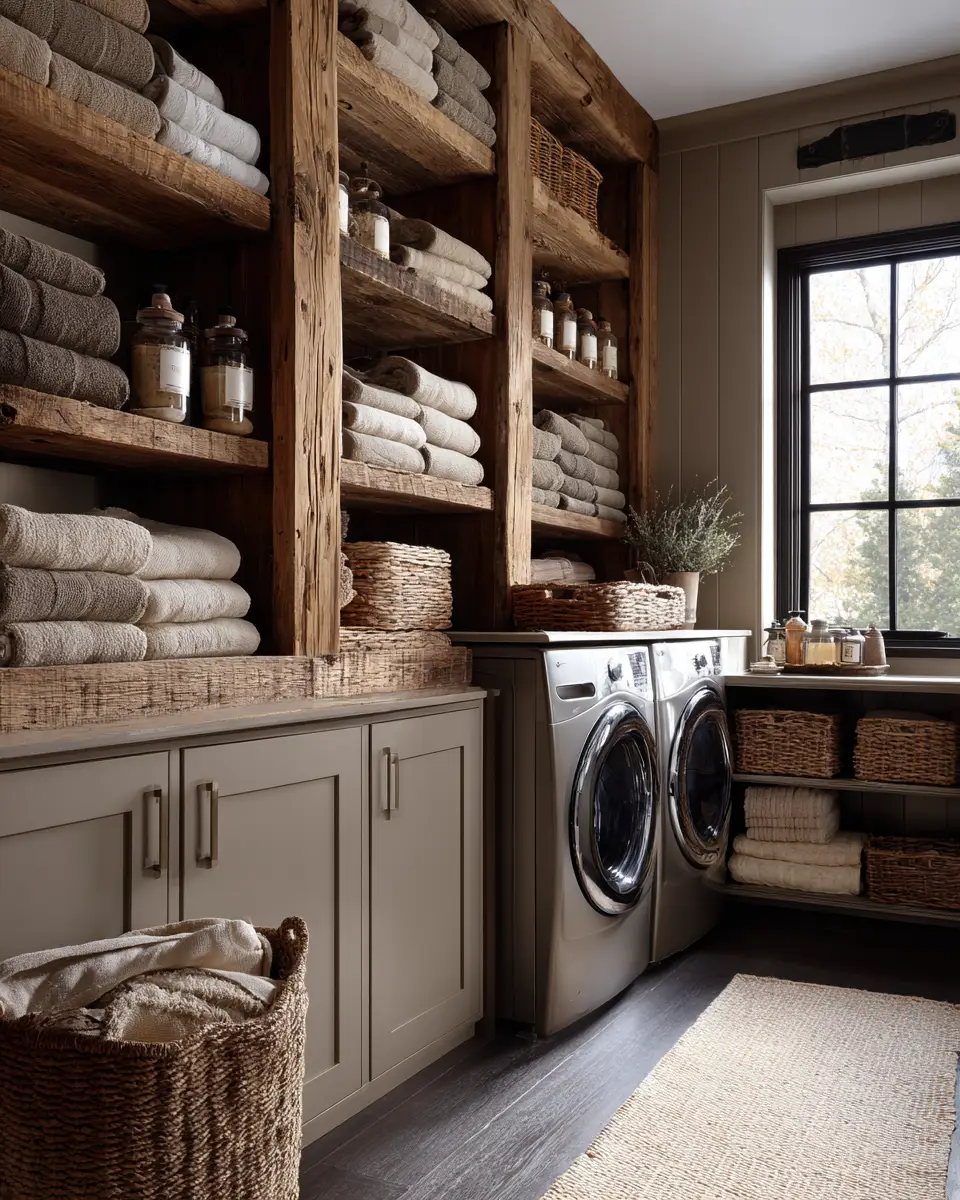 Taupe Farmhouse Laundry Room Decor Ideas