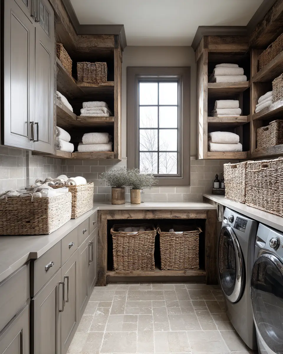 Taupe Farmhouse Laundry Room Decor Ideas