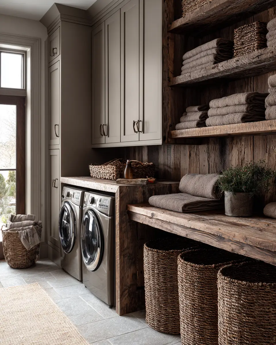 Taupe Farmhouse Laundry Room Decor Ideas
