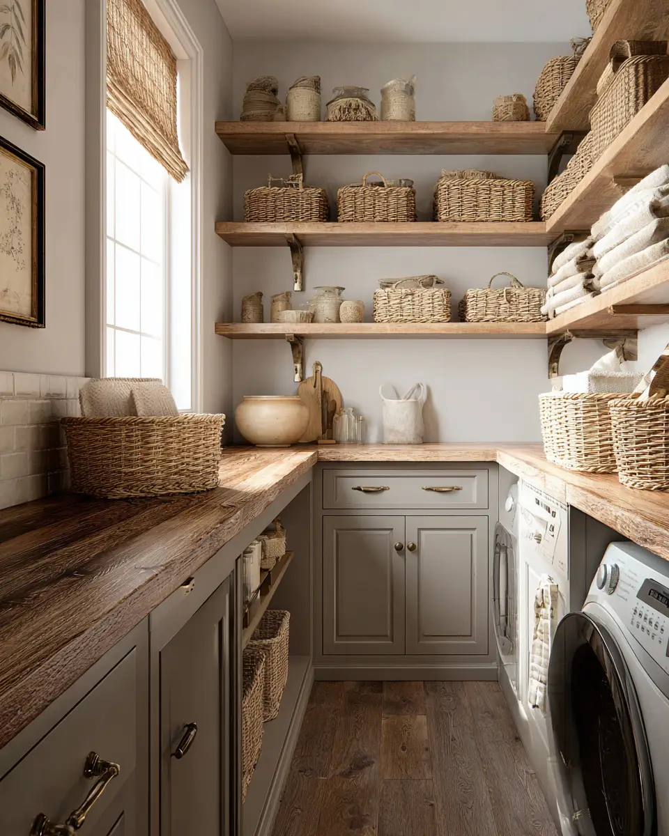 Taupe Farmhouse Laundry Room Decor Ideas