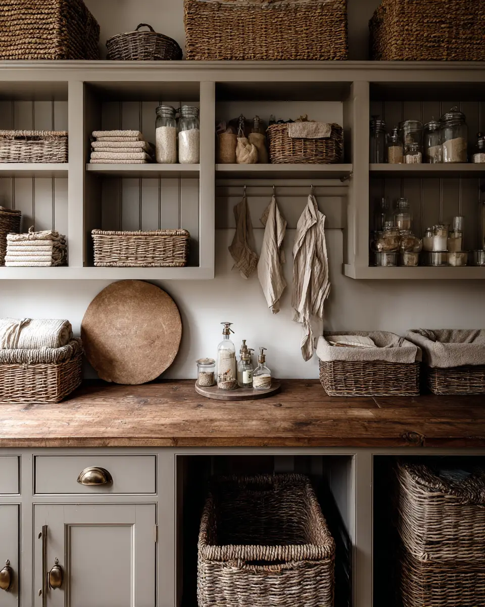 Taupe Farmhouse Laundry Room Decor Ideas