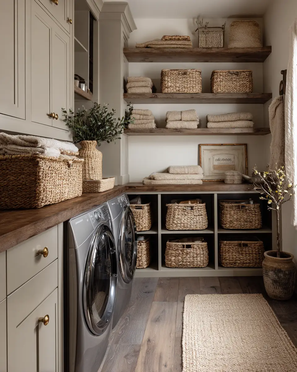 Taupe Farmhouse Laundry Room Decor Ideas