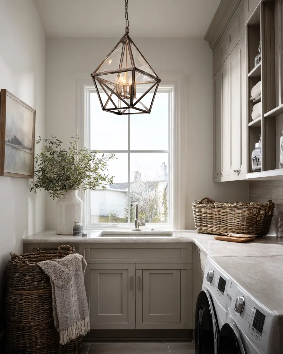 Taupe Farmhouse Laundry Room Decor Ideas