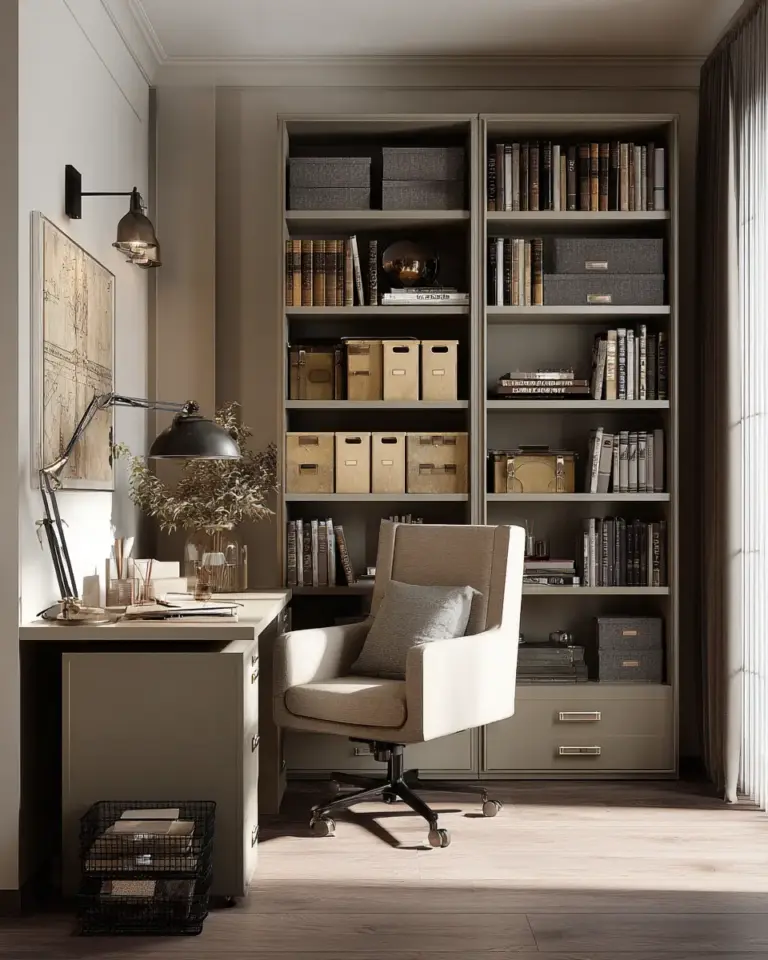 Taupe Home Office Decor Ideas - Featured