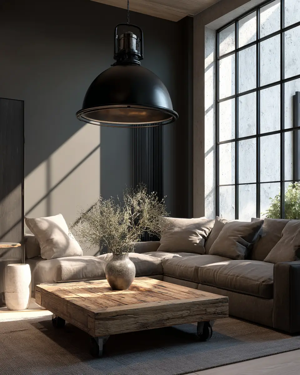 Taupe Industrial Living Room Decor Ideas - Featured