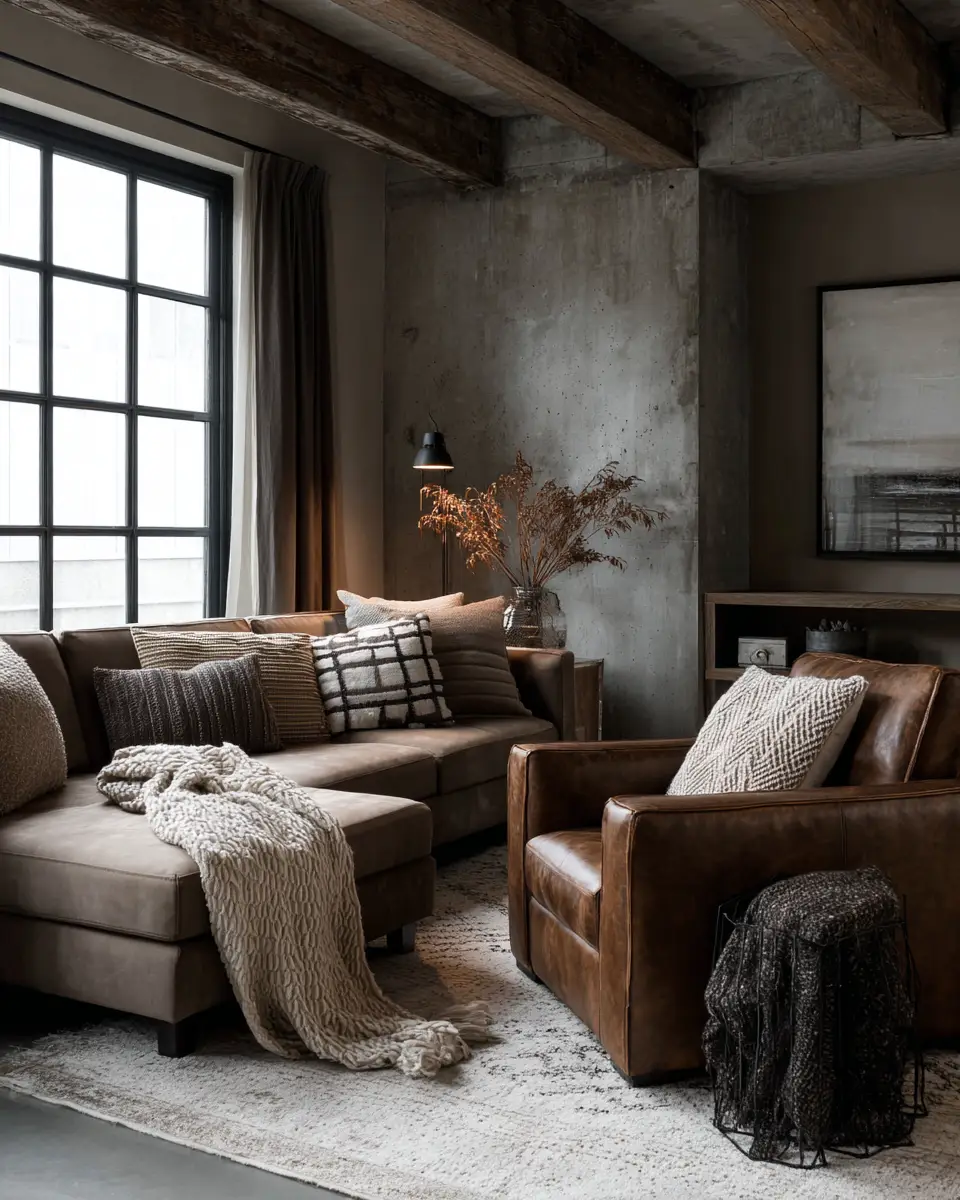 Taupe Industrial Living Room Decor Ideas