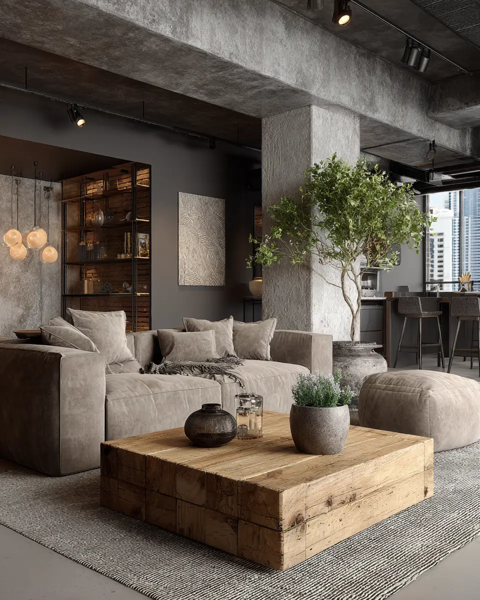 Taupe Industrial Living Room Decor Ideas