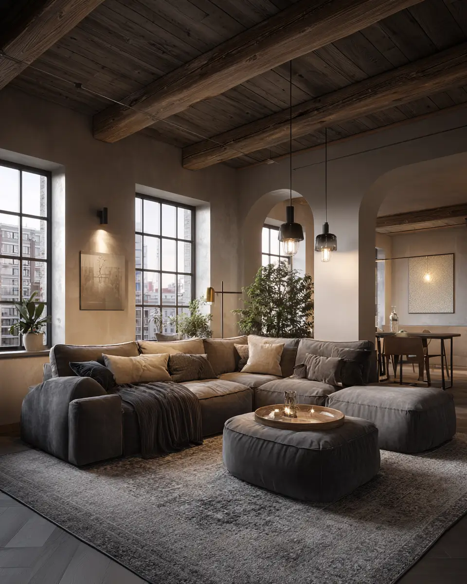 Taupe Industrial Living Room Decor Ideas