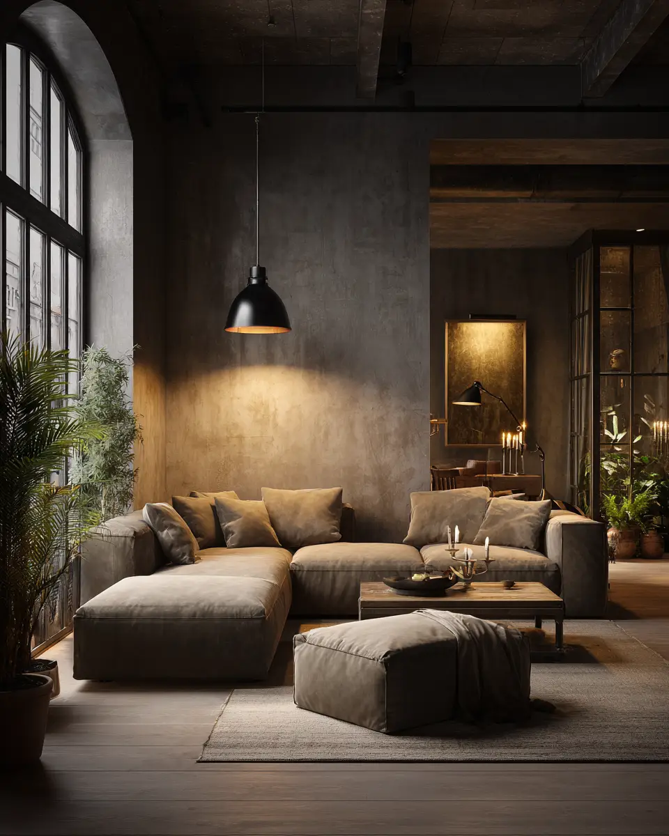 Taupe Industrial Living Room Decor Ideas