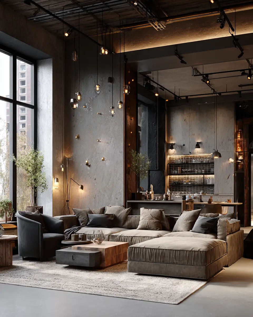 Taupe Industrial Living Room Decor Ideas