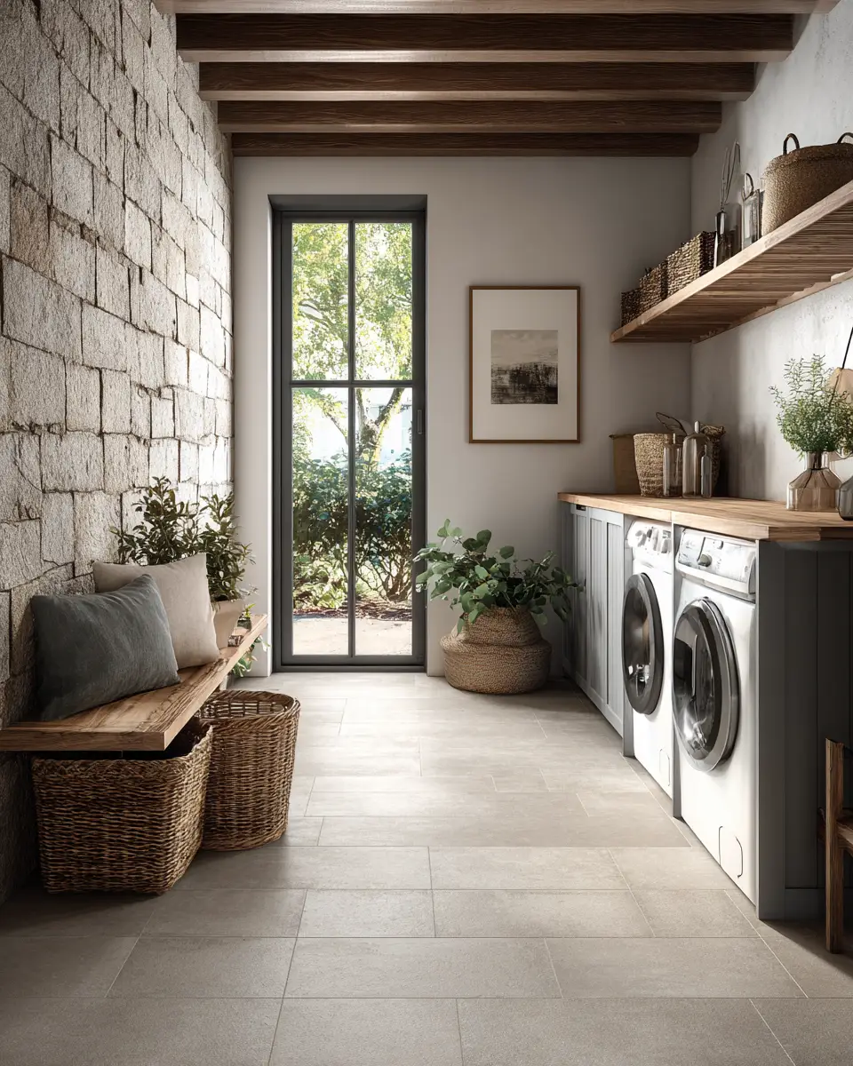 Taupe Japandi Laundry Room Decor Ideas