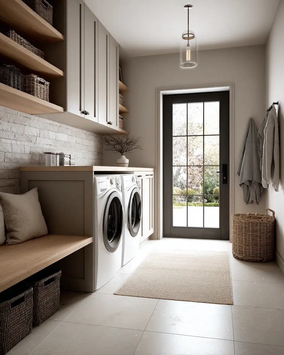 Taupe Japandi Laundry Room Decor Ideas