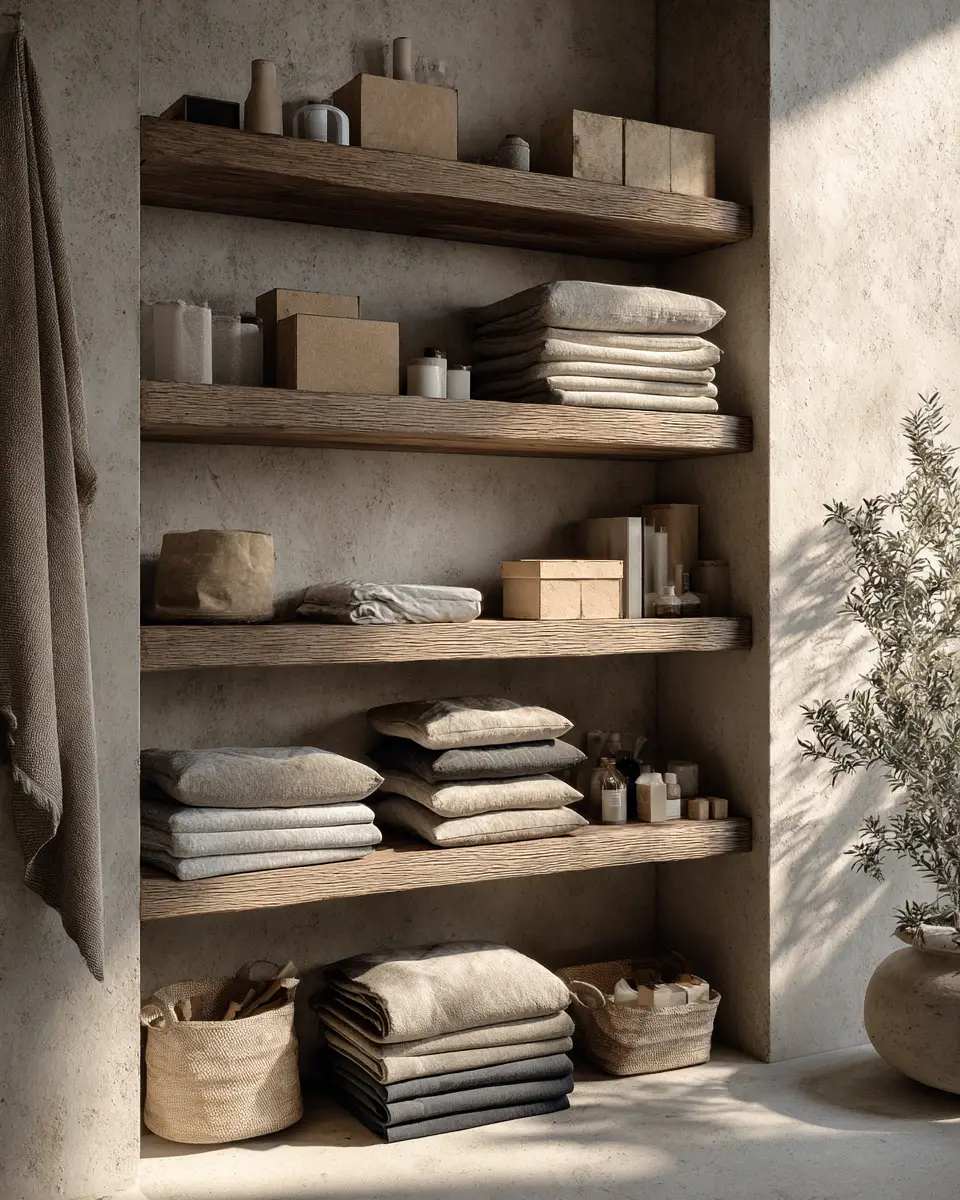 Taupe Japandi Laundry Room Decor Ideas