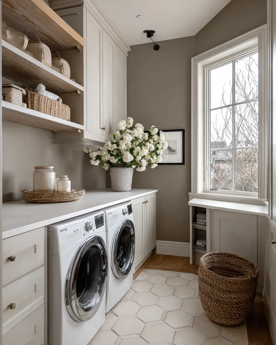 Taupe Japandi Laundry Room Decor Ideas