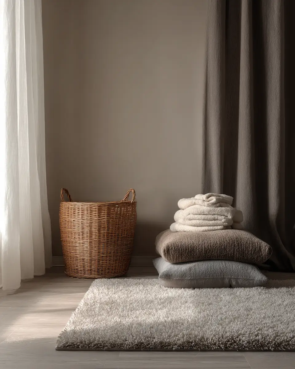 Taupe Japandi Laundry Room Decor Ideas