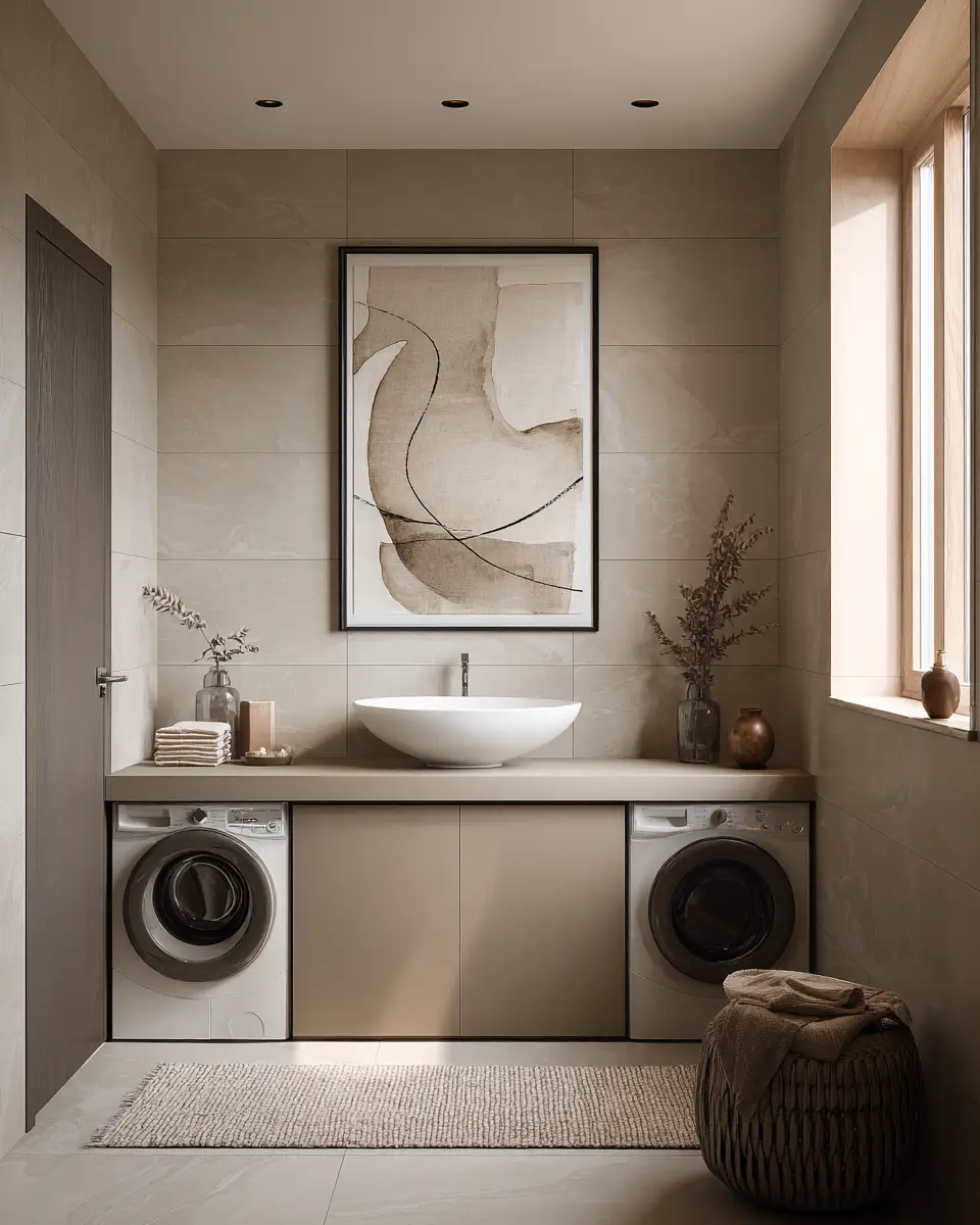 Taupe Japandi Laundry Room Decor Ideas