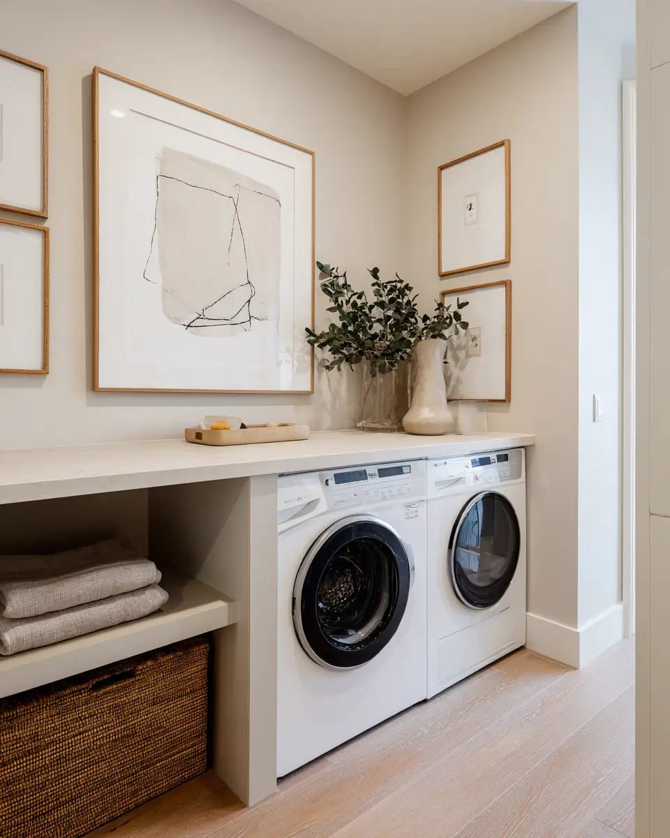 Taupe Japandi Laundry Room Decor Ideas