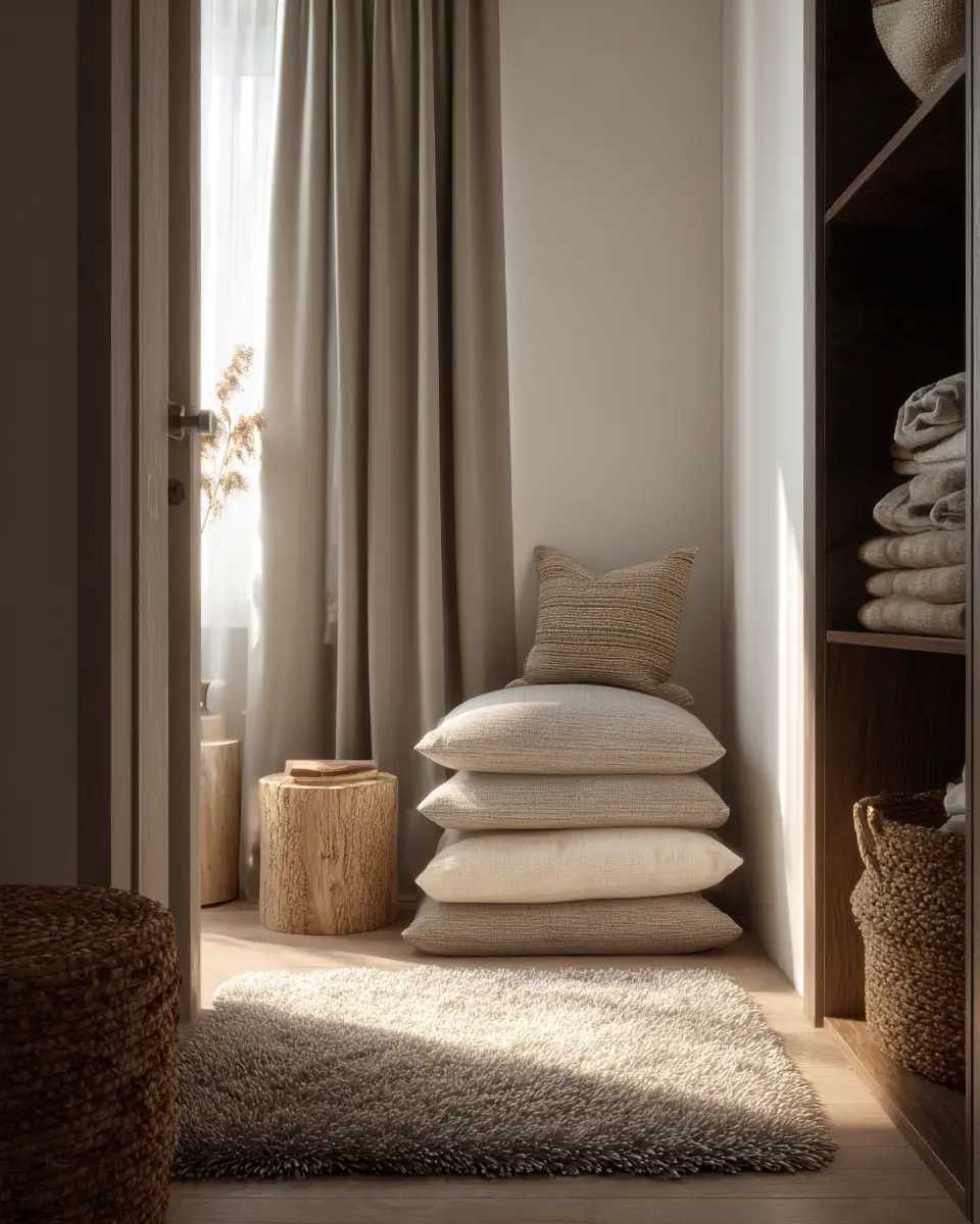 Taupe Japandi Laundry Room Decor Ideas