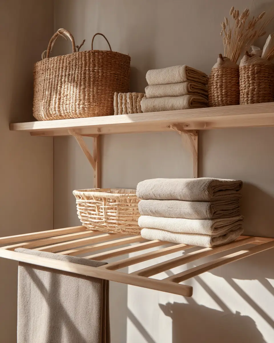 Taupe Japandi Laundry Room Decor Ideas