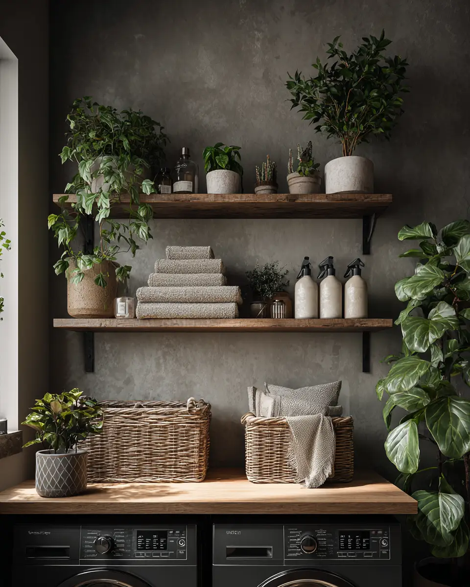 Taupe Japandi Laundry Room Decor Ideas