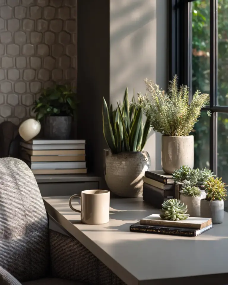 Taupe Mid-Century Modern Home Office Decor Ideas - Featured