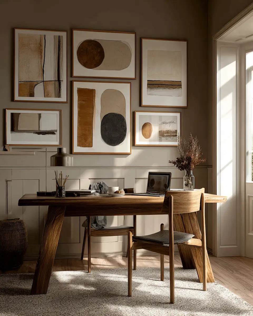 Taupe Mid-Century Modern Home Office Decor Ideas