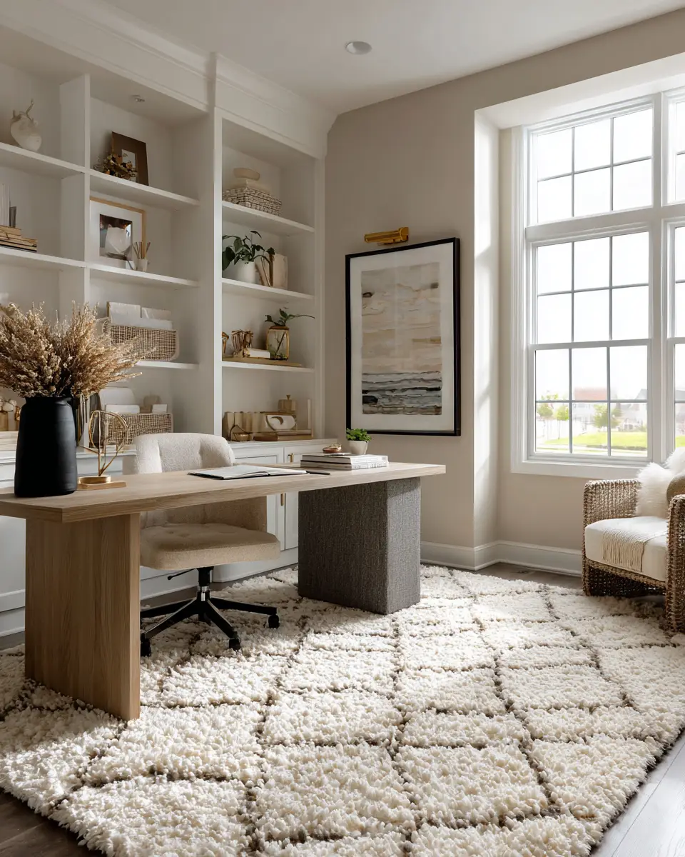 Taupe Mid-Century Modern Home Office Decor Ideas
