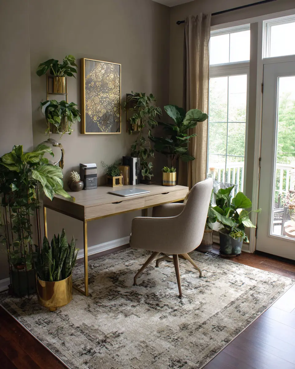 Taupe Mid-Century Modern Home Office Decor Ideas