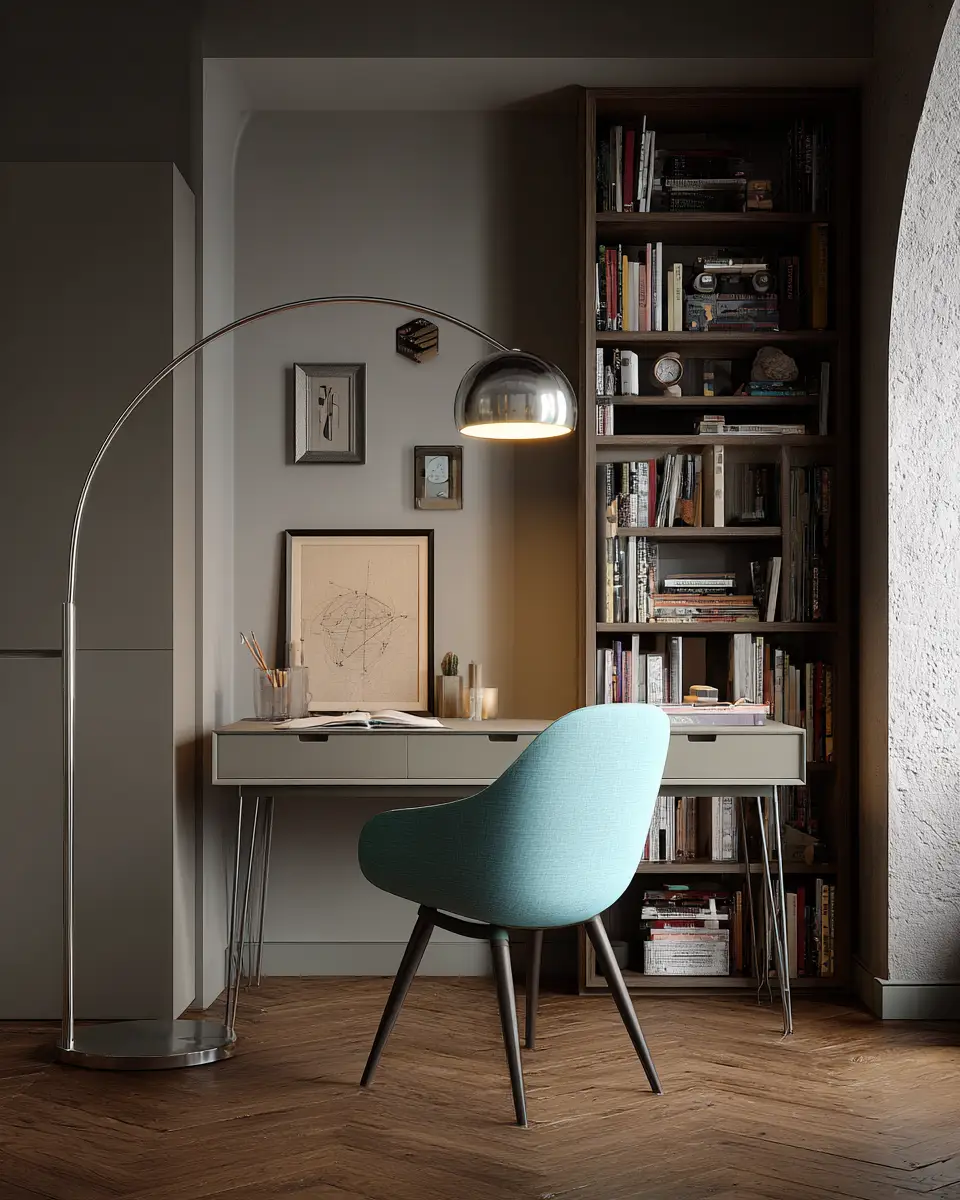 Taupe Mid-Century Modern Home Office Decor Ideas