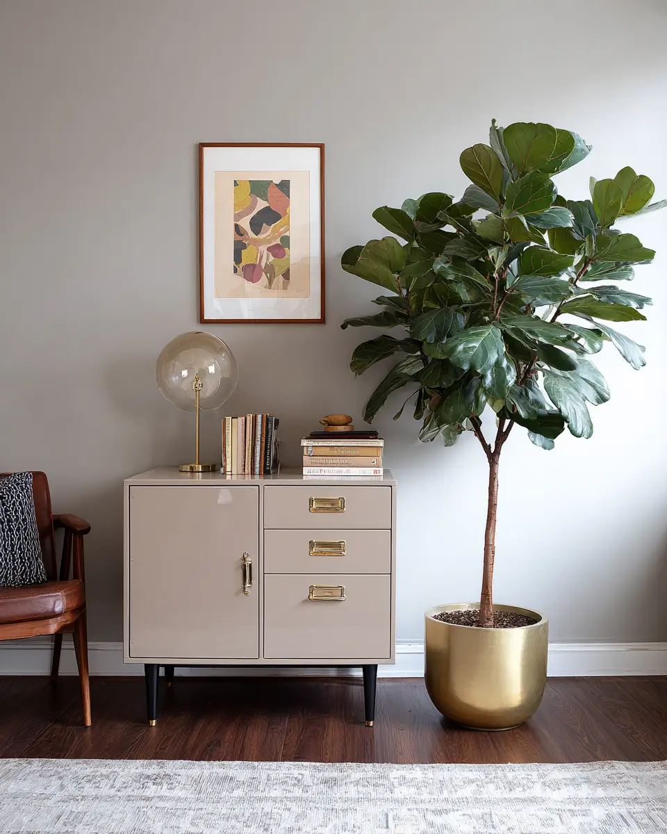 Taupe Mid-Century Modern Home Office Decor Ideas