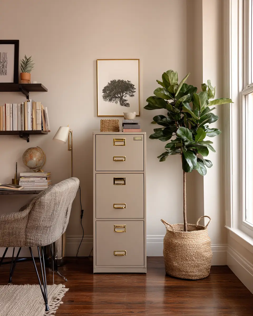 Taupe Mid-Century Modern Home Office Decor Ideas