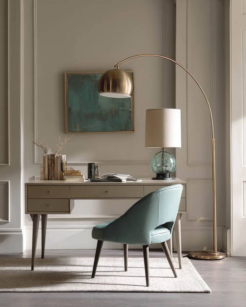 Taupe Mid-Century Modern Home Office Decor Ideas