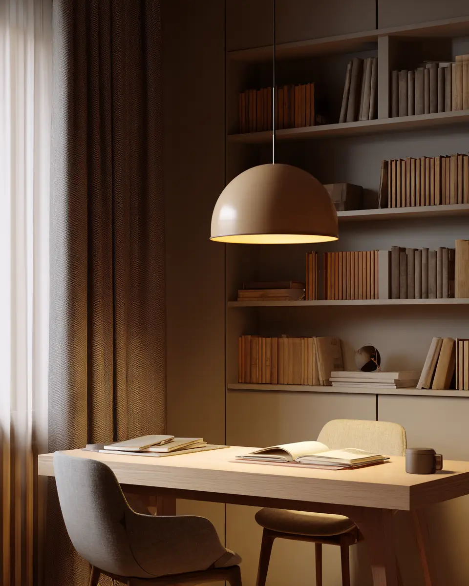 Taupe Mid-Century Modern Home Office Decor Ideas