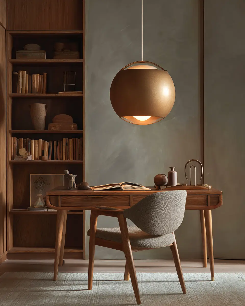 Taupe Mid-Century Modern Home Office Decor Ideas