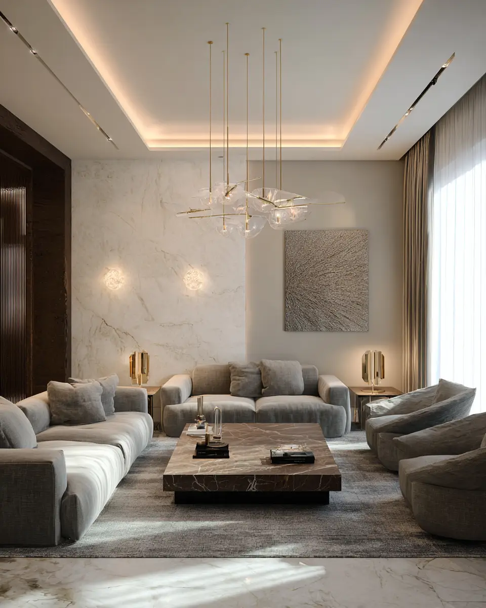 Taupe Minimalist Living Room Decor Ideas - Featured