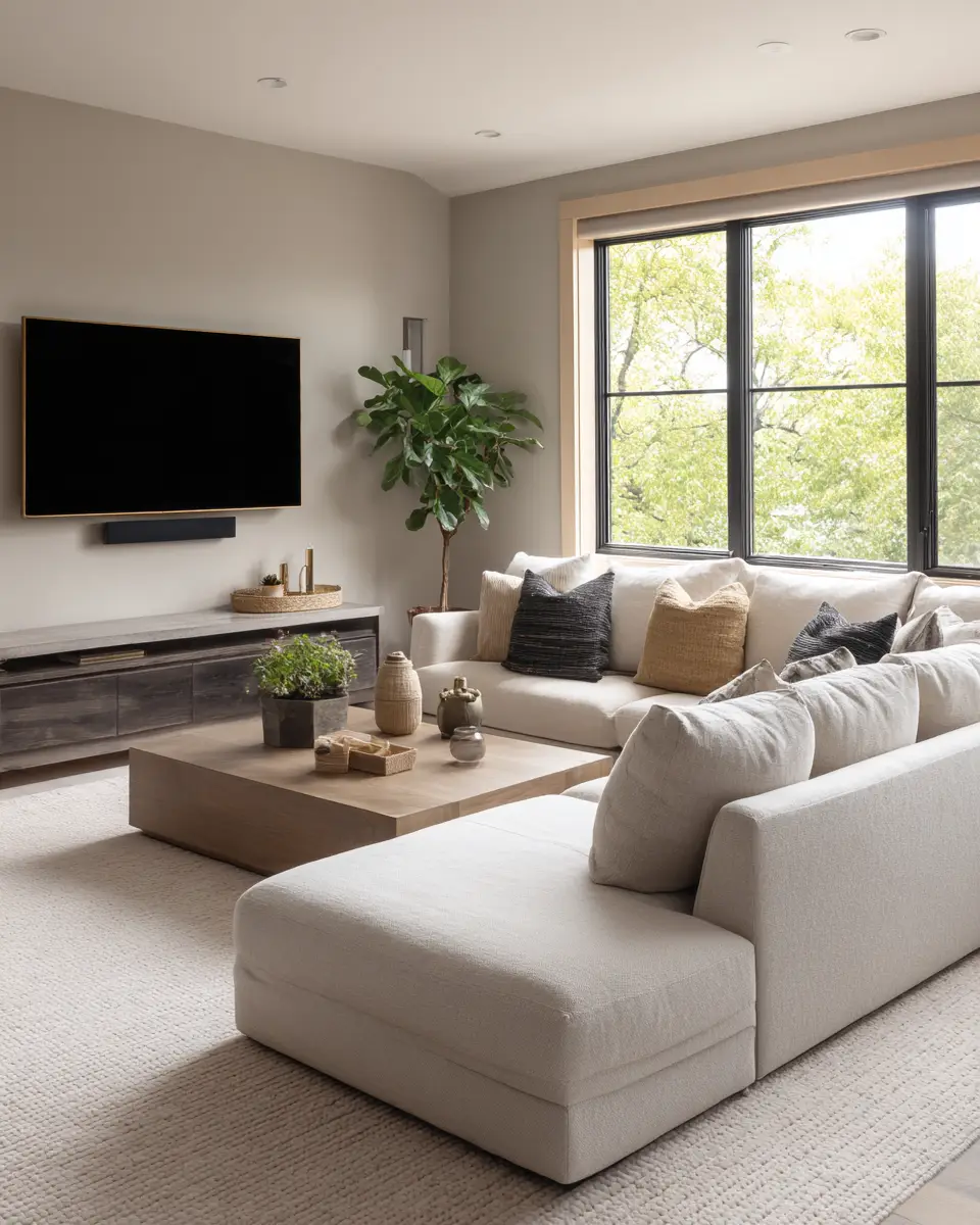 Taupe Minimalist Living Room Decor Ideas
