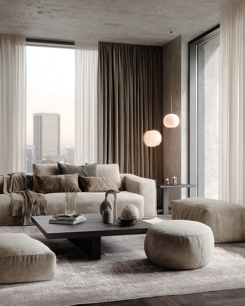 Taupe Minimalist Living Room Decor Ideas