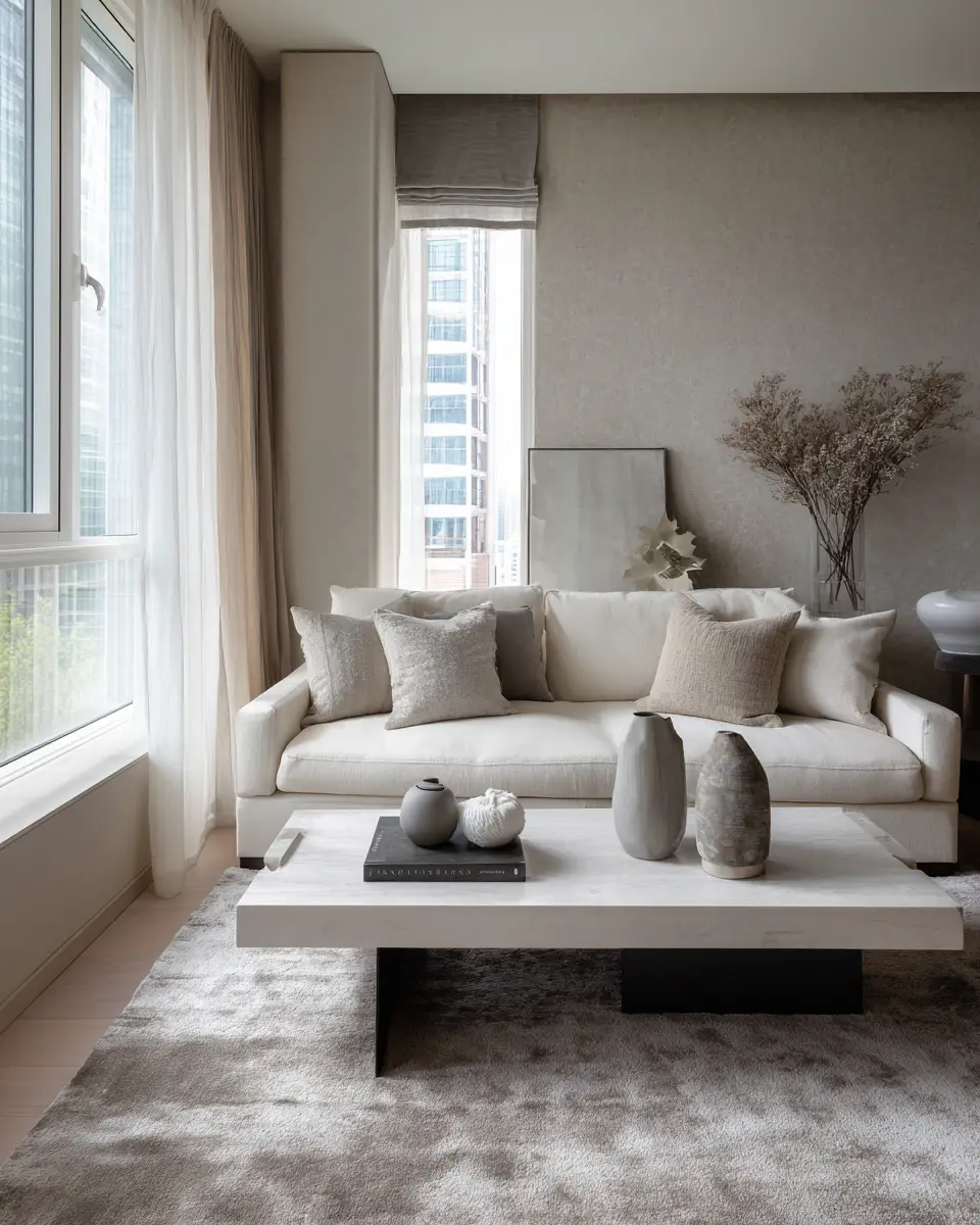 Taupe Minimalist Living Room Decor Ideas