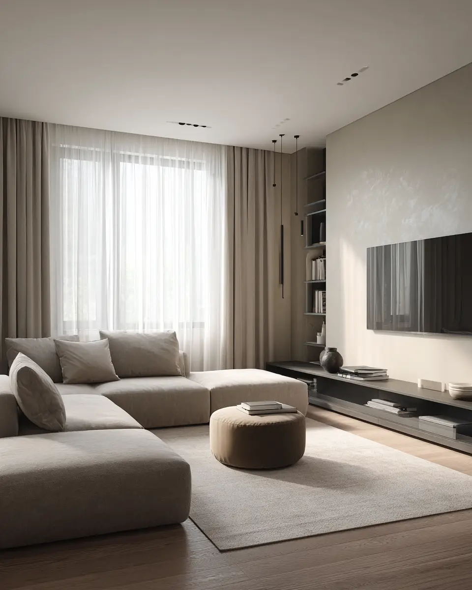 Taupe Minimalist Living Room Decor Ideas