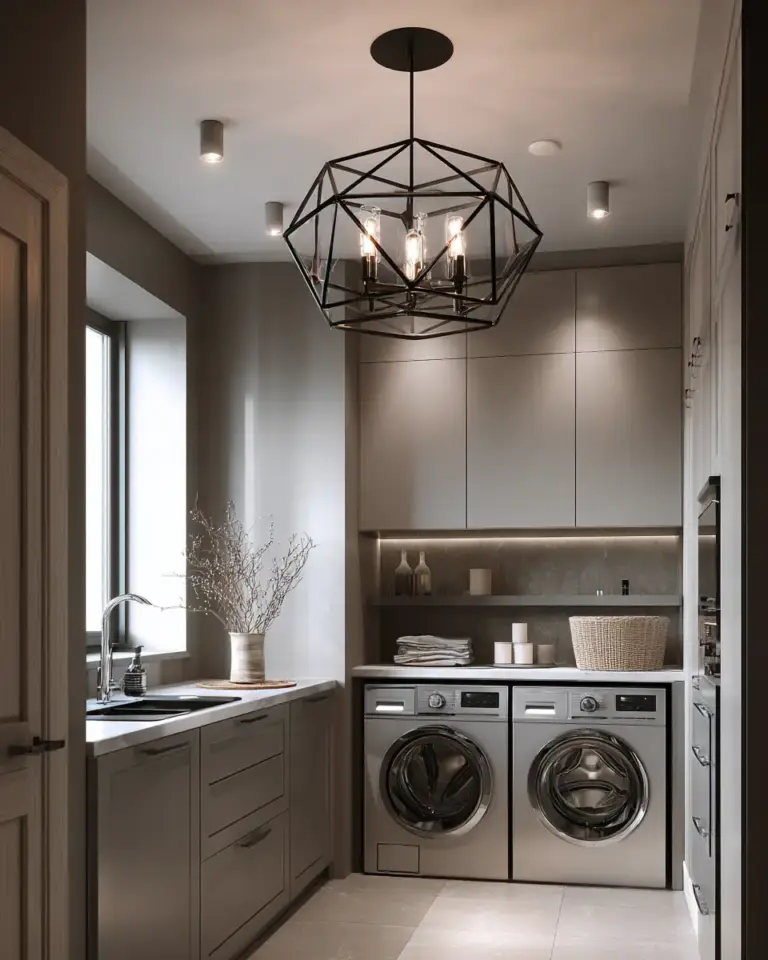 Taupe Modern Laundry Room Decor Ideas - Featured