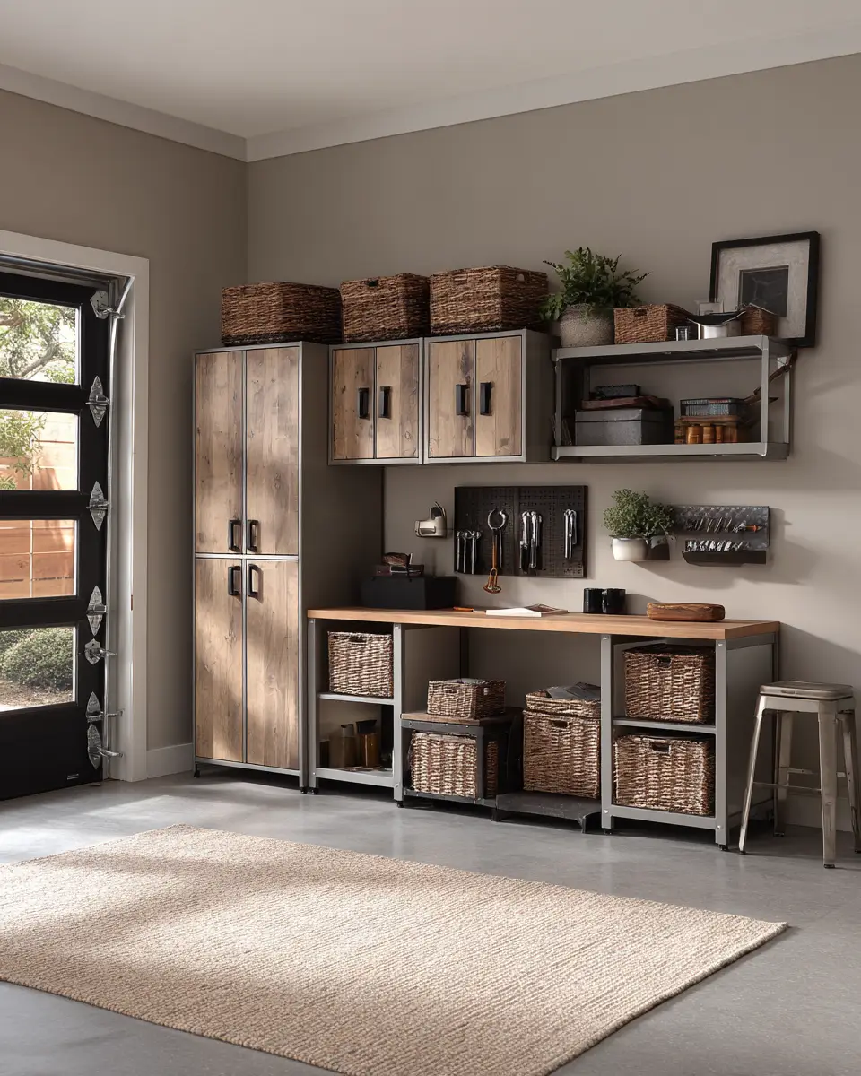 Taupe Organic Modern Garage Decor Ideas