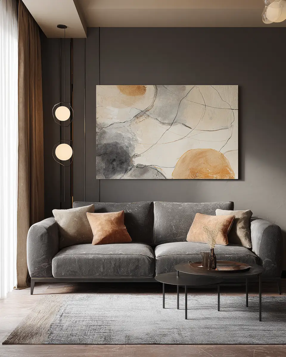 Taupe Organic Modern Living Room Decor Ideas