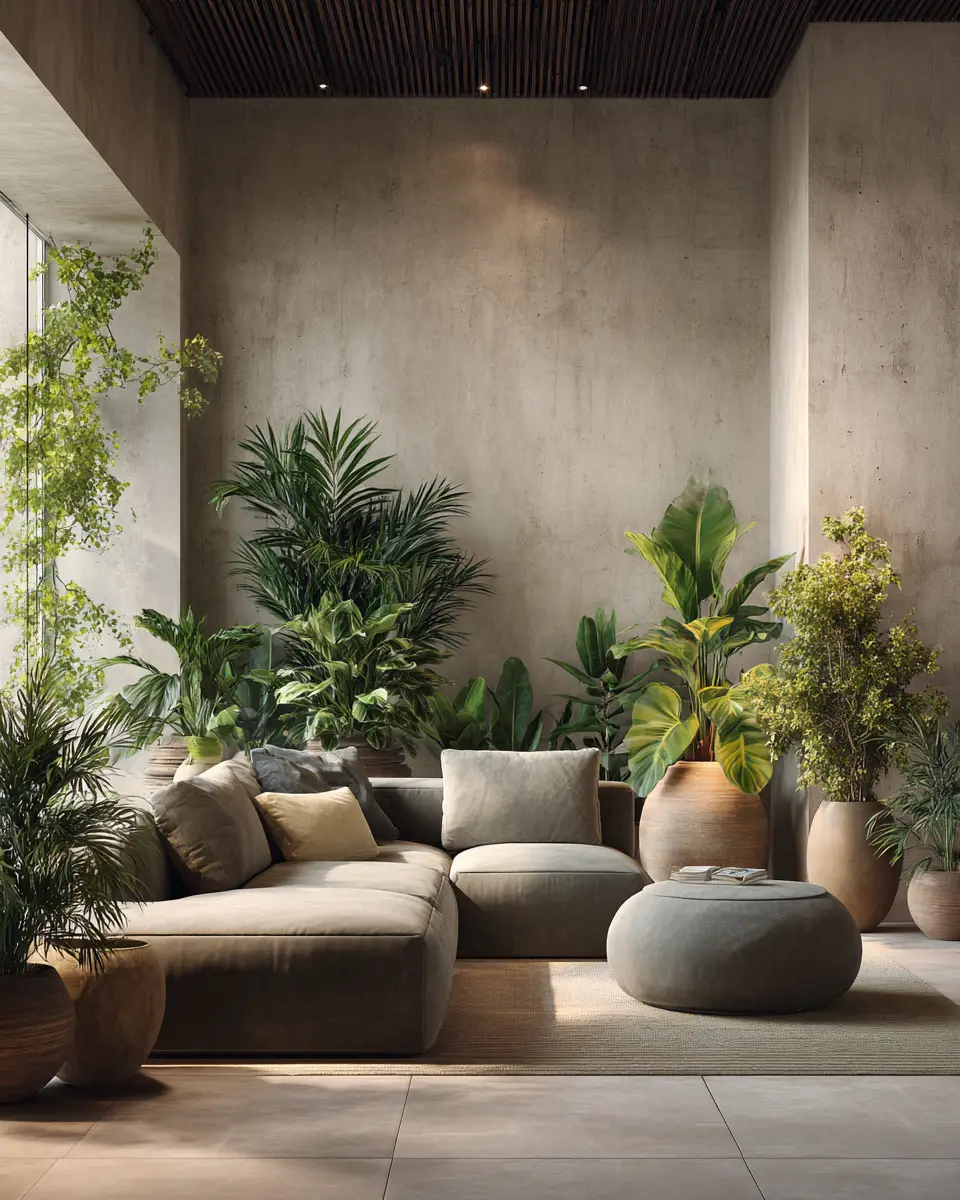 Taupe Organic Modern Living Room Decor Ideas