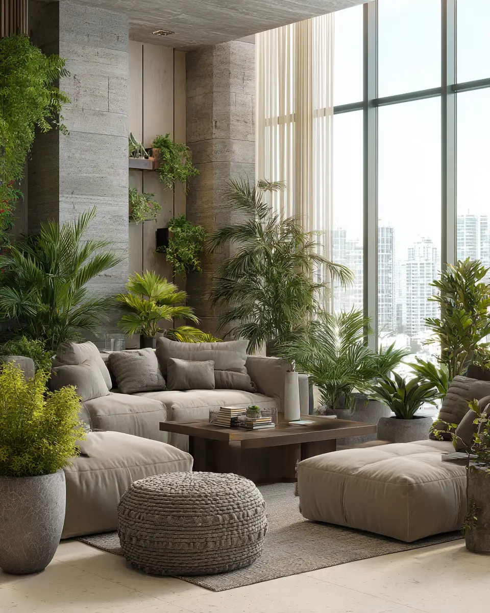 Taupe Organic Modern Living Room Decor Ideas