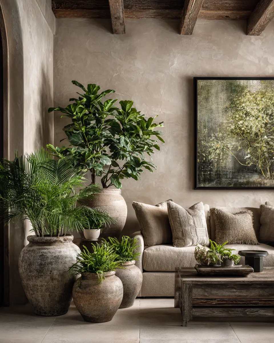 Taupe Organic Modern Living Room Decor Ideas