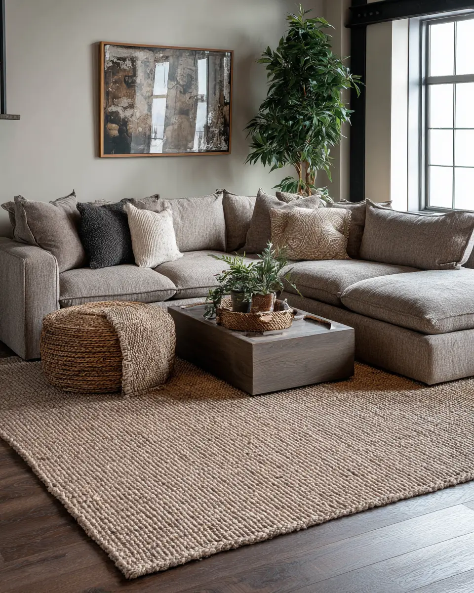 Taupe Organic Modern Living Room Decor Ideas