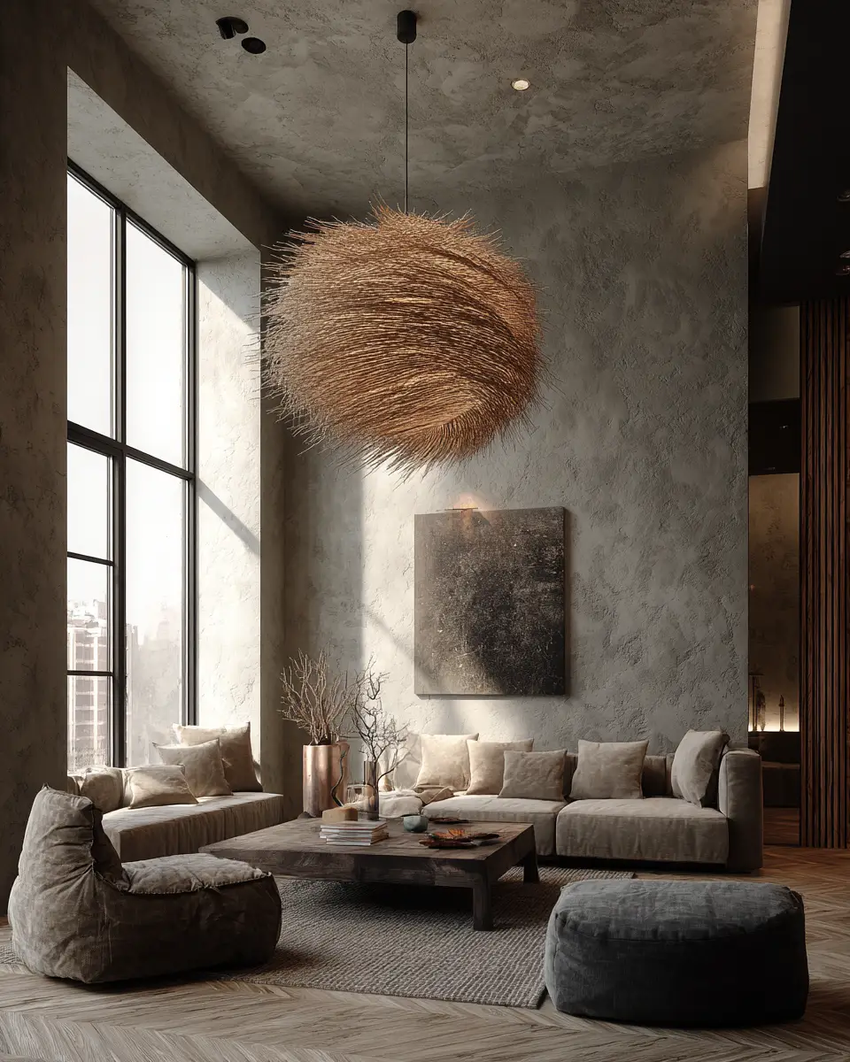 Taupe Organic Modern Living Room Decor Ideas