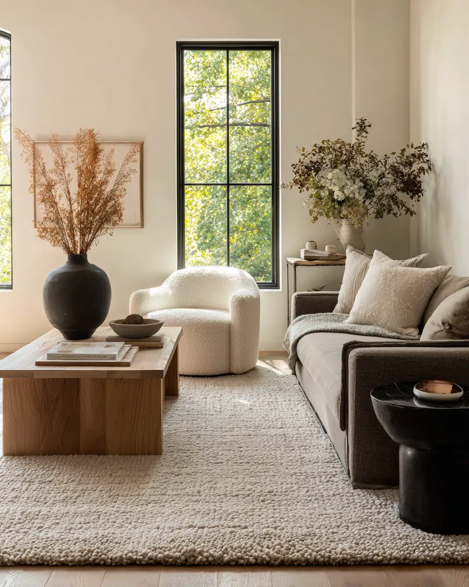 Taupe Organic Modern Living Room Decor Ideas