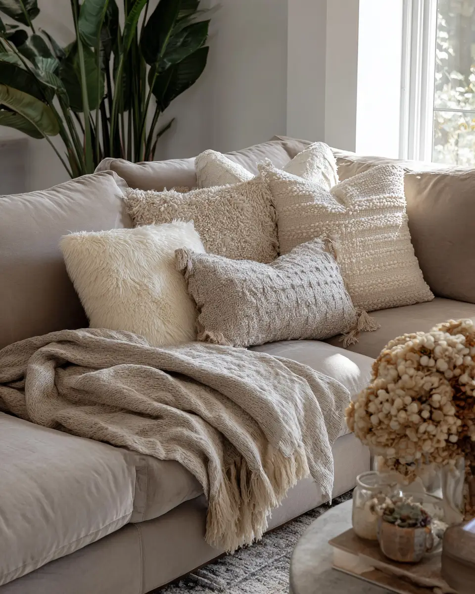 Taupe Organic Modern Living Room Decor Ideas