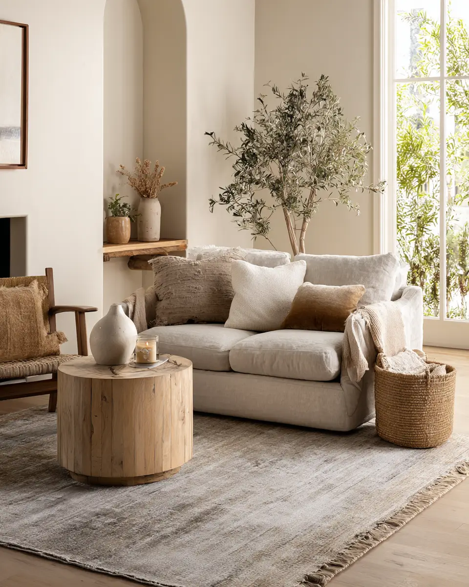 Taupe Organic Modern Living Room Decor Ideas